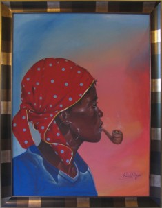 Haitańska sztuka naiwna - Ronald Boyer - Kobieta z fajką